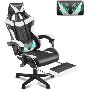 Ergonomic Polar White Reclining Office Gamer Chair 1