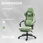 Ergonomic Green Gaming Chair with Footrest and Storage 5 | PricZone