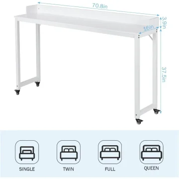 Adjustable Overbed Table with Wheels for Laptop 2