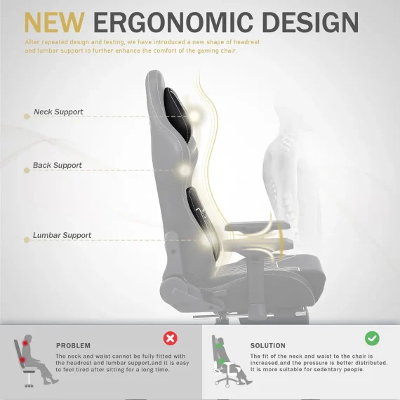 Ergonomic Gaming Chair with 4D Armrests and Footrest 4 | PricZone