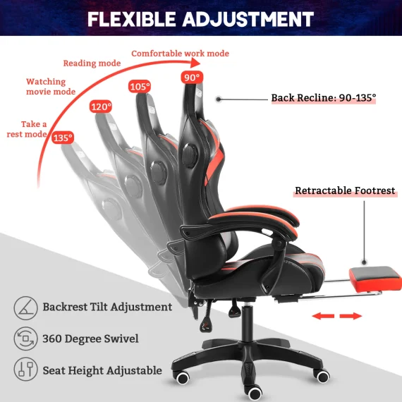 RGB Light Gaming Chair with Bluetooth and Massage 5 | PricZone