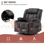 Heated Massage Recliner with 360 Swivel and Cup Holders 4 | PricZone