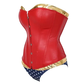 Plus Size Faux Leather Wonder Superhero Corset Set 2