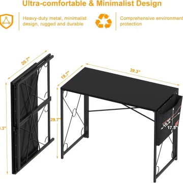 39 Inch Folding Computer Desk with Storage Bag 2