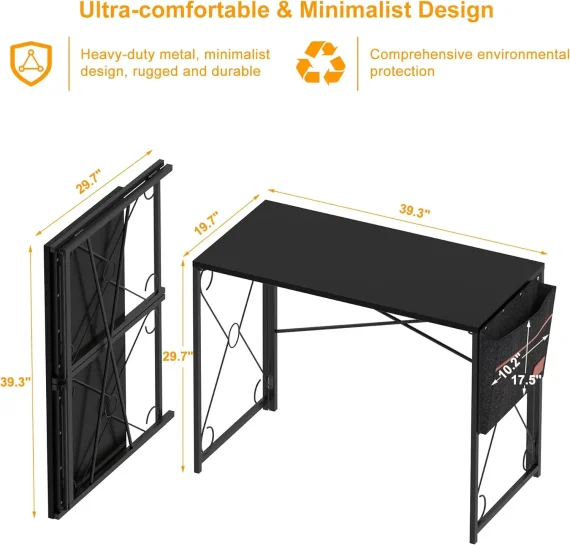 39 Inch Folding Computer Desk with Storage Bag 2 | PricZone