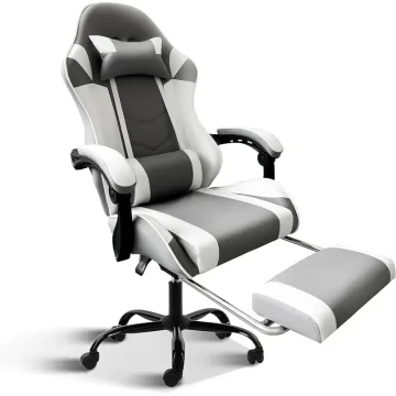 YSSOA White Ergonomic Gaming Chair with Footrest 1