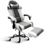 YSSOA White Ergonomic Gaming Chair with Footrest