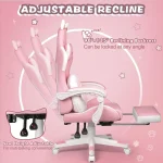 Kawaii Gaming Chair with Cat Ears Paw Cushion 6 | PricZone