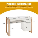 White Wooden Desk with Drawer Cabinet 3 | PricZone