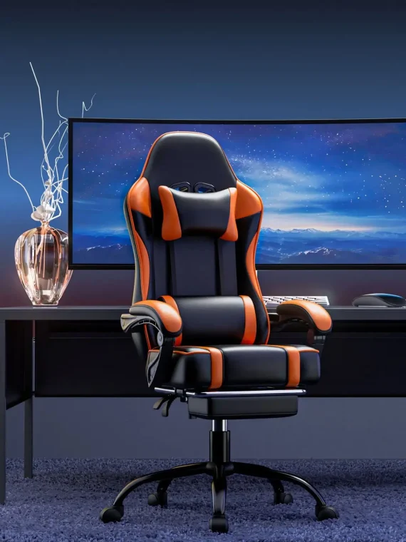 PU Leather Reclining Gaming Chair with Footrest 3 | PricZone