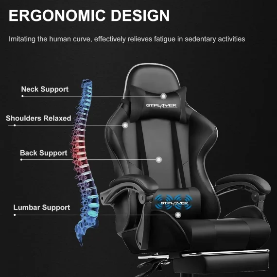 Ergonomic Gaming Chair with Footrest and Lumbar Support 5 | PricZone