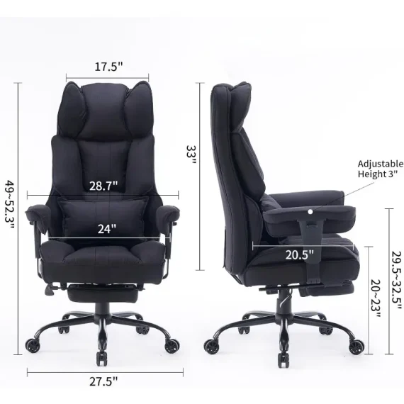 Ergonomic Fabric Office Chair with Footrest Support 3 | PricZone