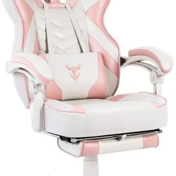 Zeanus Pink Gaming Chair for Girls with Footrest 1