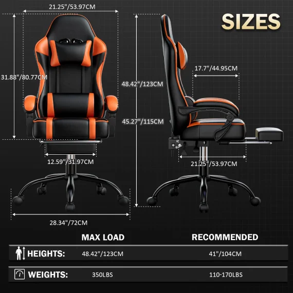 PU Leather Reclining Gaming Chair with Footrest 4 | PricZone