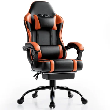 PU Leather Reclining Gaming Chair with Footrest 1