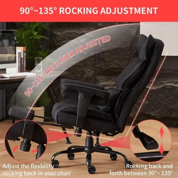 Ergonomic Fabric Office Chair with Footrest Support 5 | PricZone