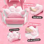 Pink Gaming Chair with Cat Ears and Paw Lumbar Cushion 5 | PricZone