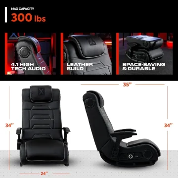 Gaming Floor Chair with Armrests and Bluetooth Audio 2