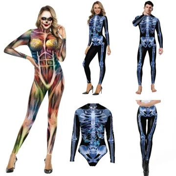 Skeleton Scary Plus Size Costume Jumpsuit 1