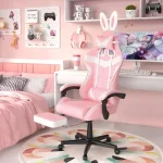 Pink Gaming Chair with Footrest for Gamers and Office 2 | PricZone