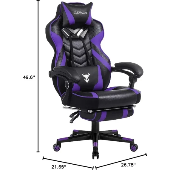 Zeanus Purple Reclining Gaming Chair with Footrest 3 | PricZone