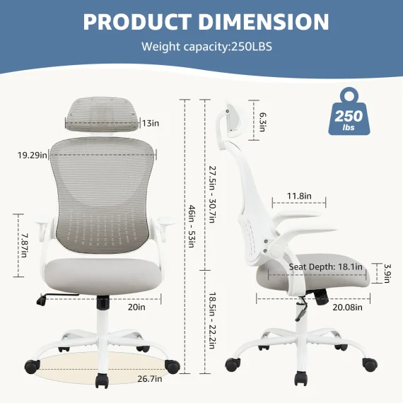 JHK Mesh Ergonomic Office Chair with Flip up Arms 3 | PricZone