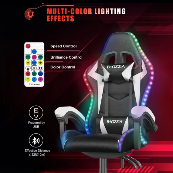 RGB Gaming Chair with LED Lights and Lumbar Support 3 | PricZone