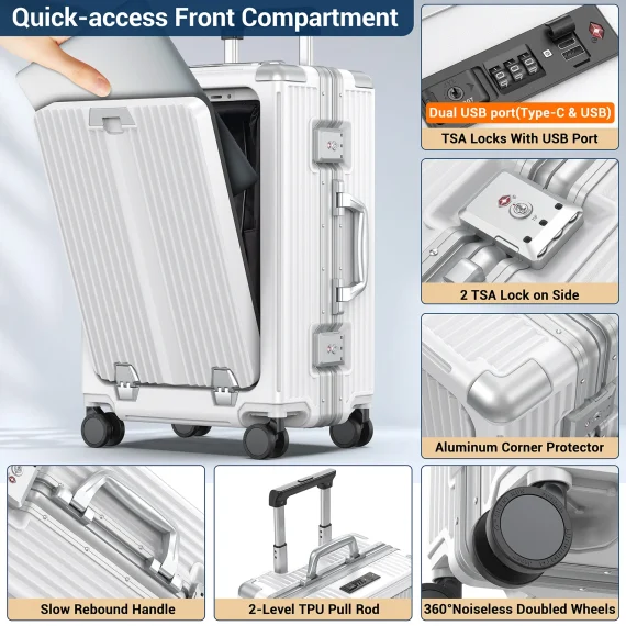 Airline Approved 22 Inch Carry On Suitcase White 5 | PricZone