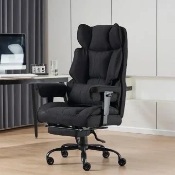 Ergonomic Fabric Office Chair with Footrest Support 2