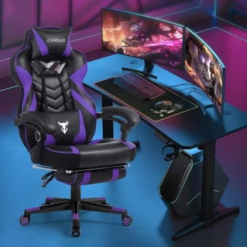 Zeanus Purple Reclining Gaming Chair with Footrest 2