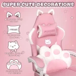 Kawaii Gaming Chair with Cat Ears Paw Cushion 5 | PricZone