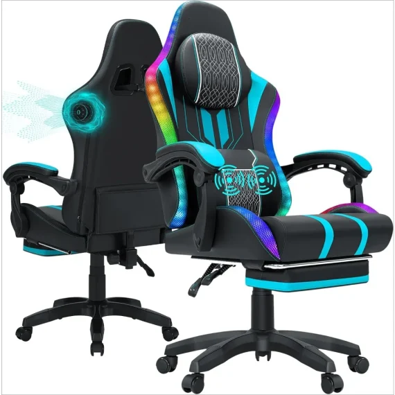 Ergonomic Gaming Chair with Speakers and Massage Recliner 5 | PricZone