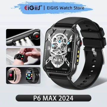 EIGIIS P6 Max Smartwatch Bluetooth Call 1.96-Inch HD 1