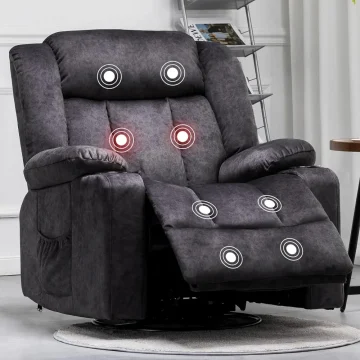 Heated Massage Recliner with 360 Swivel and Cup Holders 1