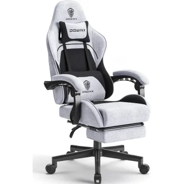 Ergonomic Fabric Gaming Chair with Massage and Headrest 1