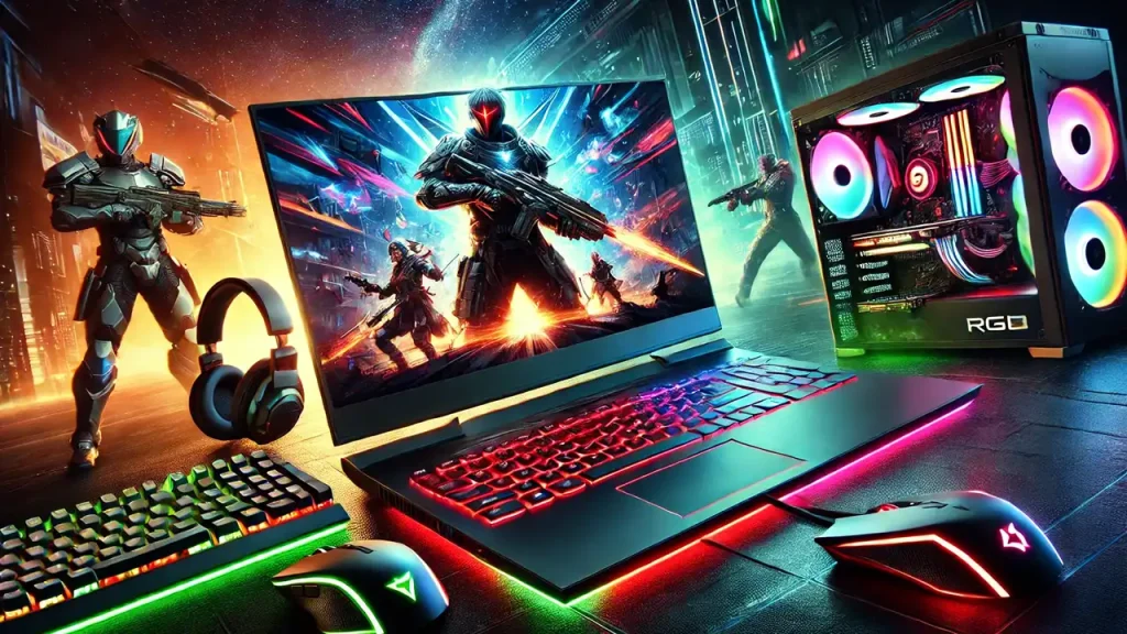 High-performance gaming with a laptop showcasing an immersive gaming setup, highlighting modern laptops designed for gamers.