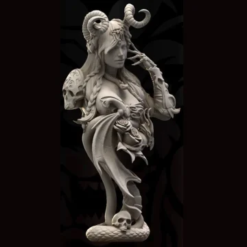 Love and Hate Horned Magic Girl Resin Model Bust 1/10 1