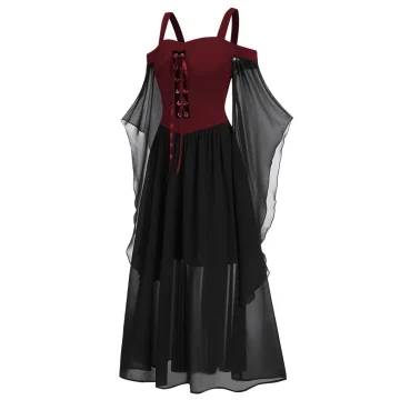 Plus Size Gothic Halloween Witch Cosplay Costume Dress 2