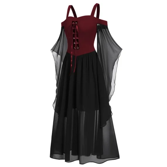 Plus Size Gothic Halloween Witch Cosplay Costume Dress 2 | PricZone