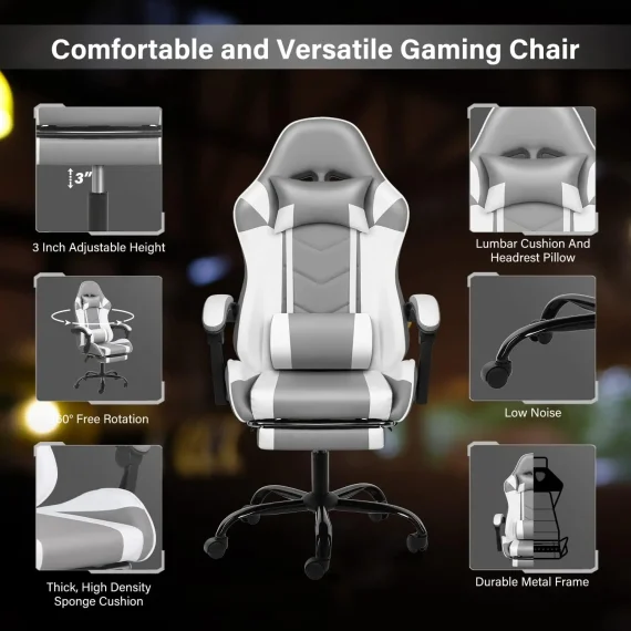 Big and Tall Gaming Chair with Footrest Ergonomic Comfort 5 | PricZone