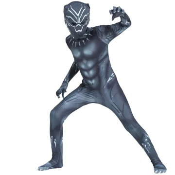 Boys Black Panther Superhero Tights Cosplay Set 2