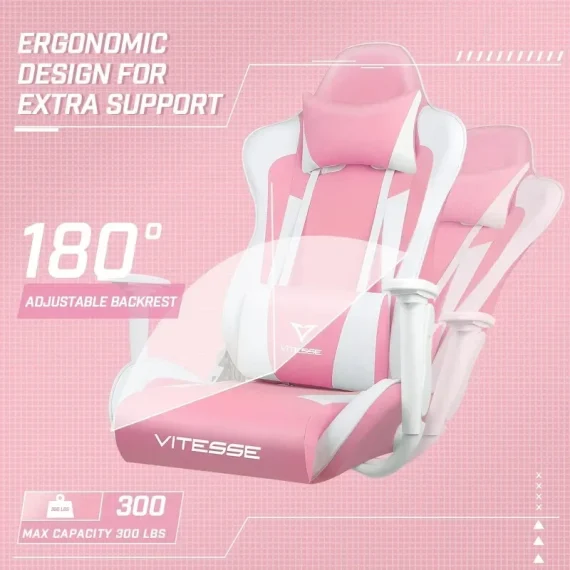 Kawaii Pink Gaming Chair for Girls Ergonomic High Back 6 | PricZone