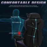 Purple Gaming Chair with Footrest Reclining High Back 5 | PricZone