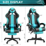 Ergonomic Blue Gaming Chair with Footrest 2 | PricZone