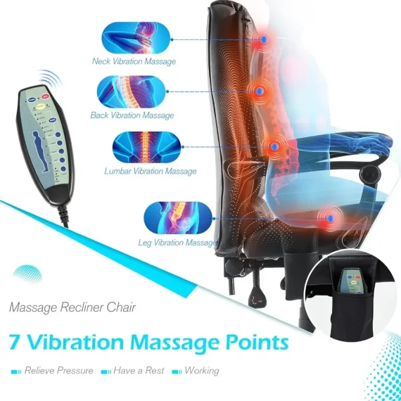 Ergonomic Reclining Massage Office Chair with Footrest 5 | PricZone