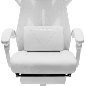 Ergonomic Gaming Chair with Footrest Mesh Back White 1