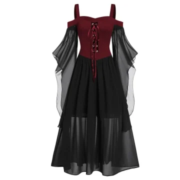 Plus Size Gothic Halloween Witch Cosplay Costume Dress 1