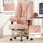 Wide Seat Office Chair 400lbs with Foot Rest Pink 5 | PricZone