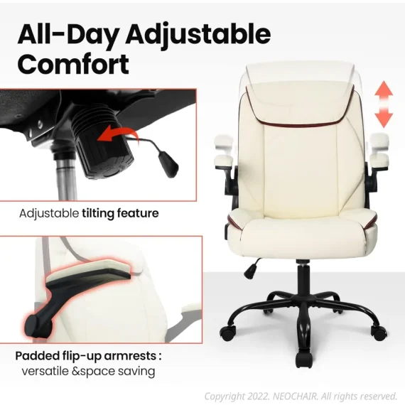 Adjustable Ergonomic Office Chair Mid Back PU Leather 4 | PricZone