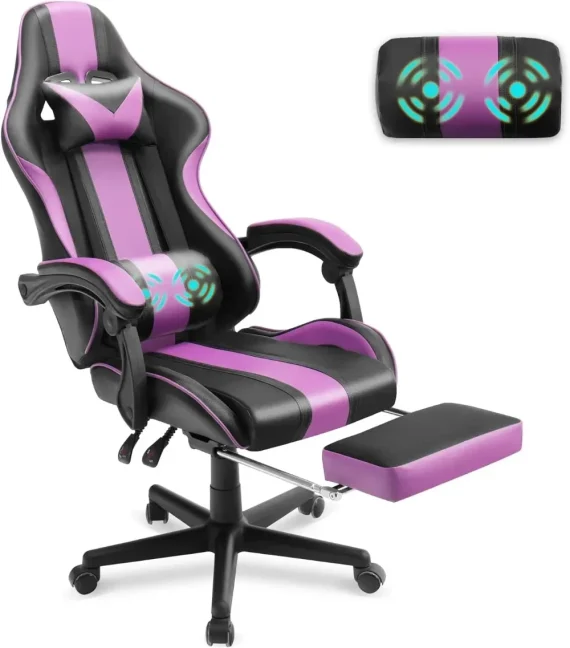 Ergonomic Blue Gaming Chair with Footrest 6 | PricZone